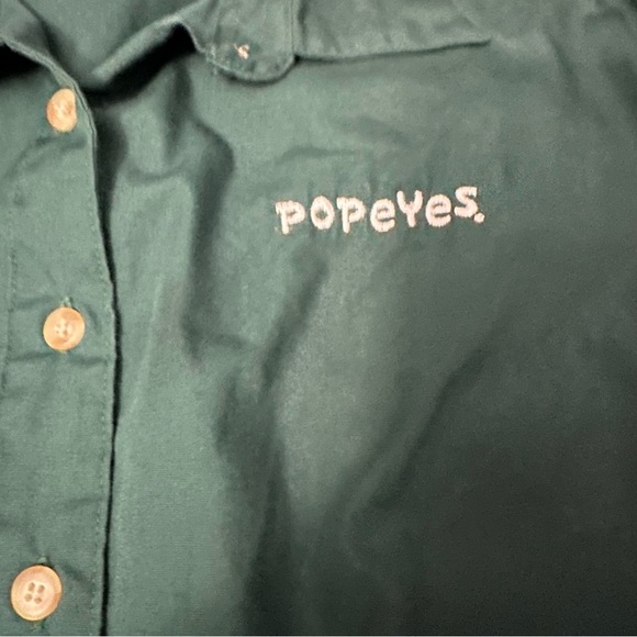 Popeyes Employees Women's Green Button Down - Picture 3 of 4